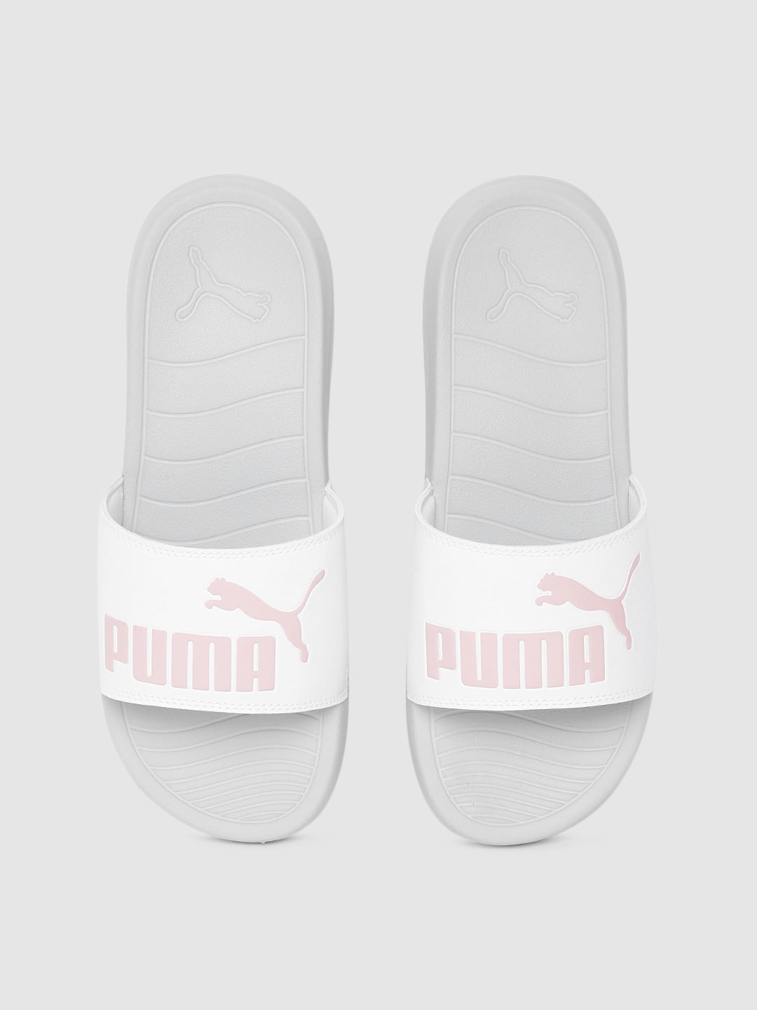 Unisex White Popcat 20 Printed Sliders