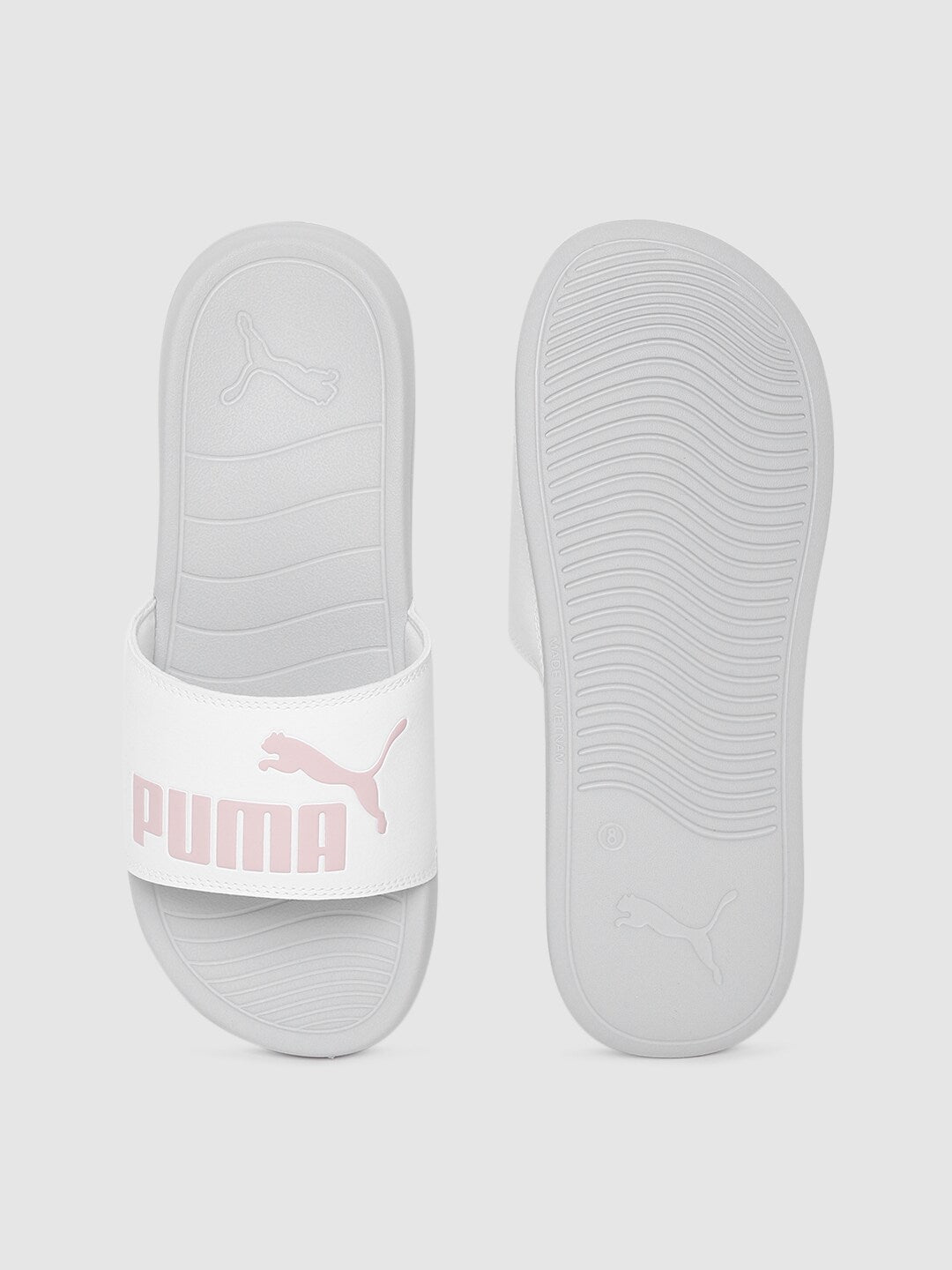 Unisex White Popcat 20 Printed Sliders
