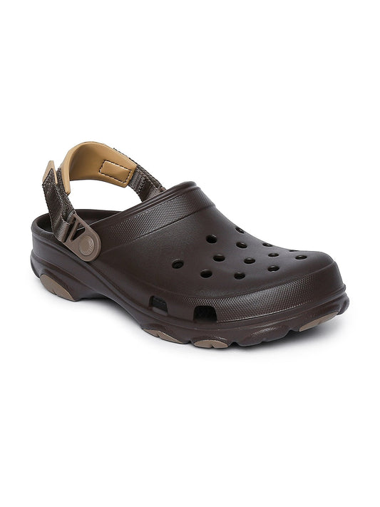 Classic Unisex Brown Self Design Clogs
