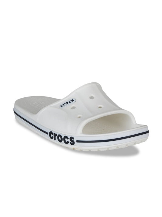 Unisex White Solid Sliders