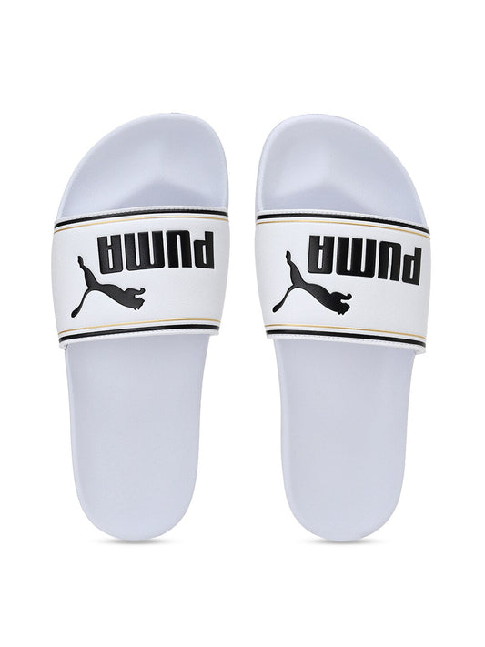 Unisex White Printed Leadcat FTR Sliders