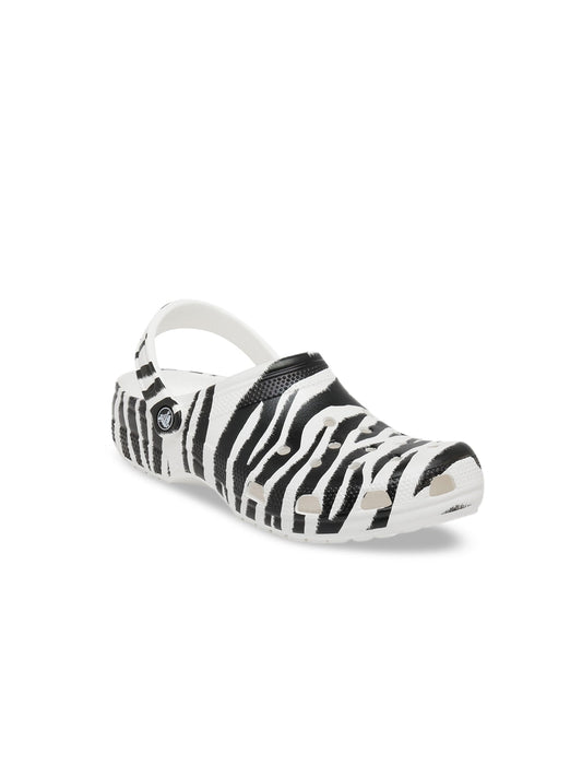 Classic Unisex White Black Zebra Print Clogs